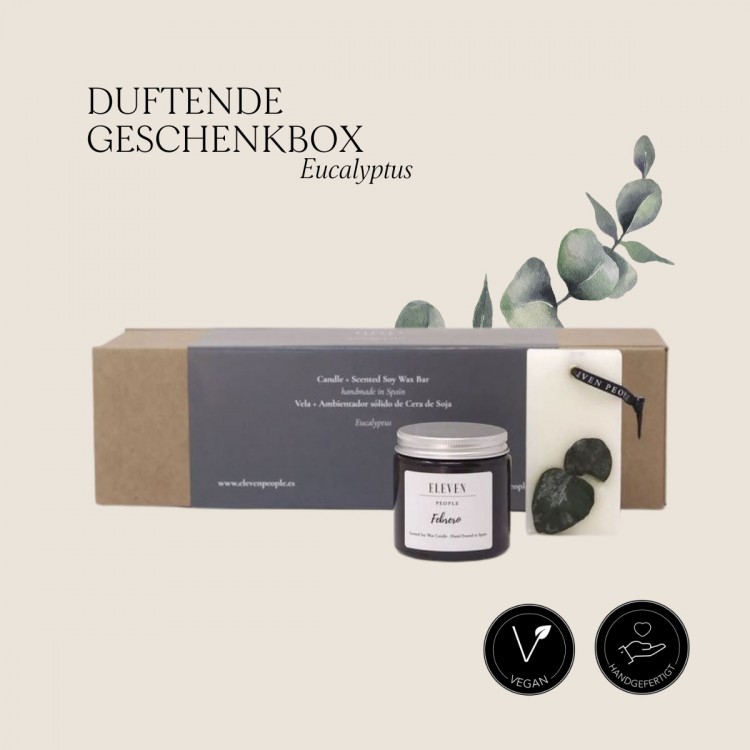 Produktbild von Geschenkbox Duftkerze & Wachsriegel Lufterfrischer Eukalyptus
